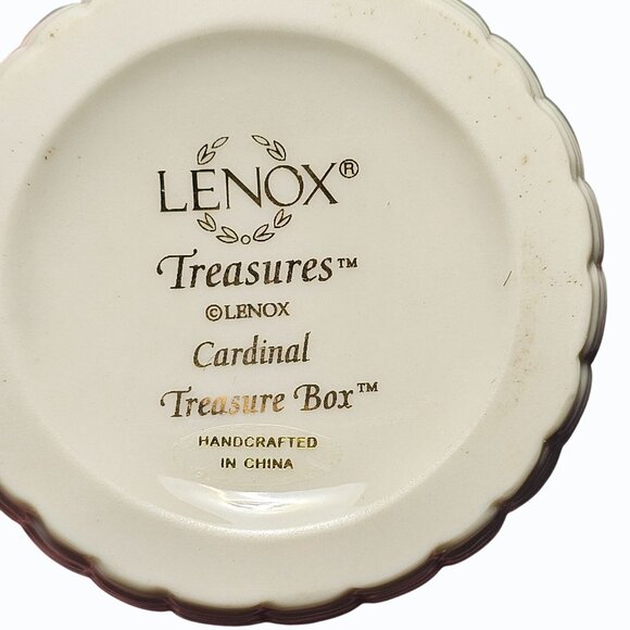 LENOX Treasures Cardinal Treasure/ Trinket Box Garden Birds Collection Red Bird - Picture 15 of 15